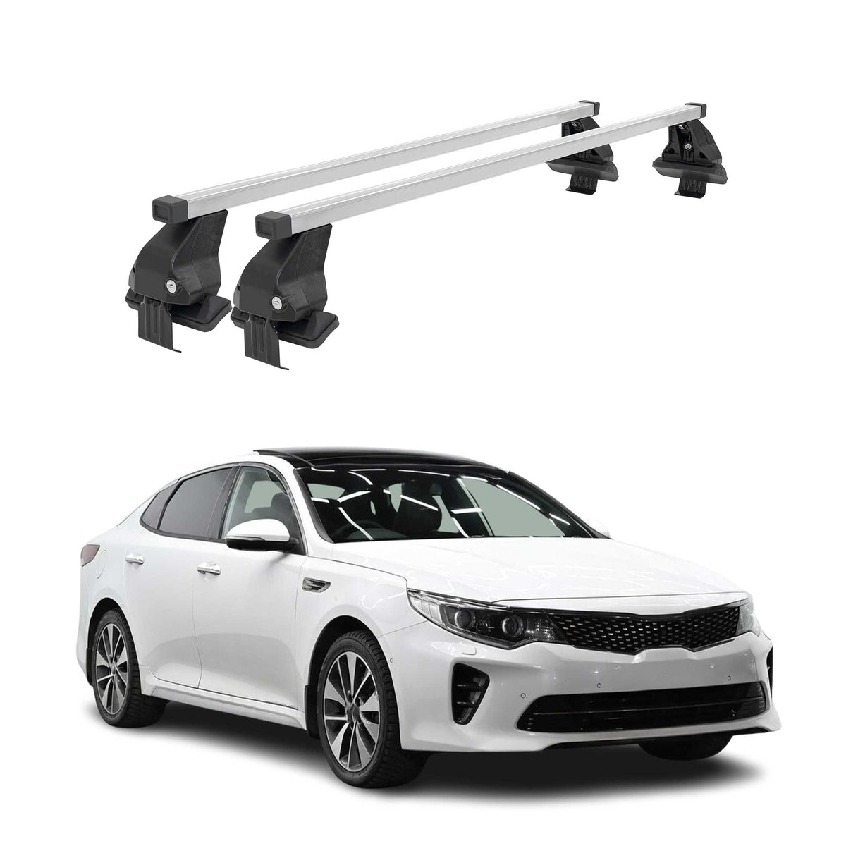 Menabo Dachträger Grundtäger für Kia Optima 2015-2020 50kg Stahl Silber 2 tlg