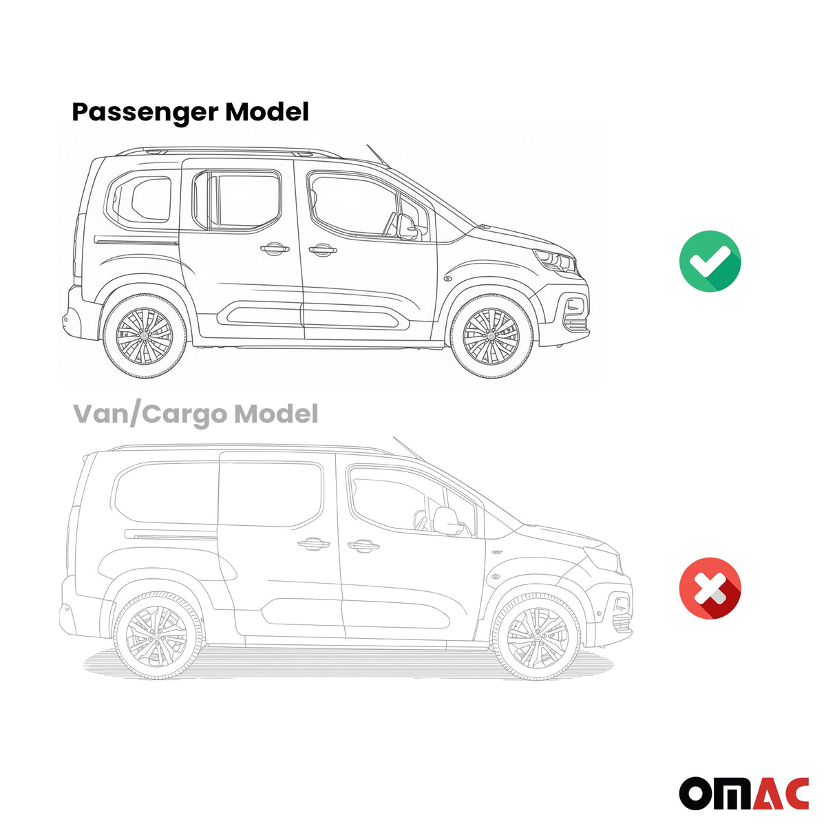 Trittbretter Seitenschweller für Peugeot Partner 2018-26 Kombi L1 Kurzer Schwarz