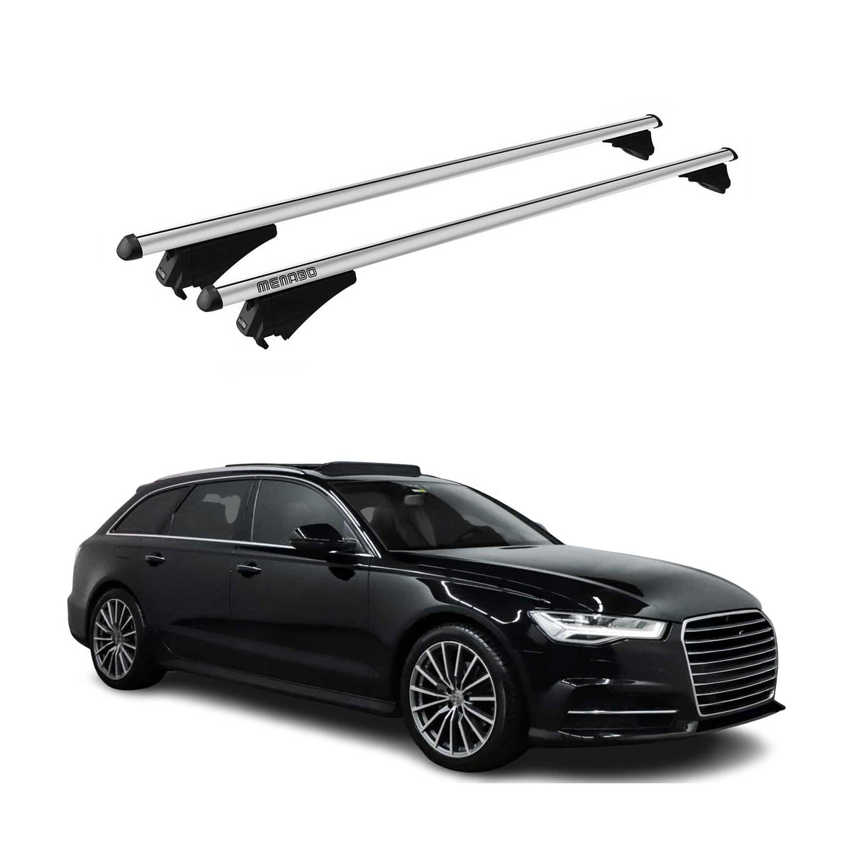 Menabo Dachträger Grundtäger für Audi A6 Avant 2015-2018 75kg Alu Silber 2 tlg