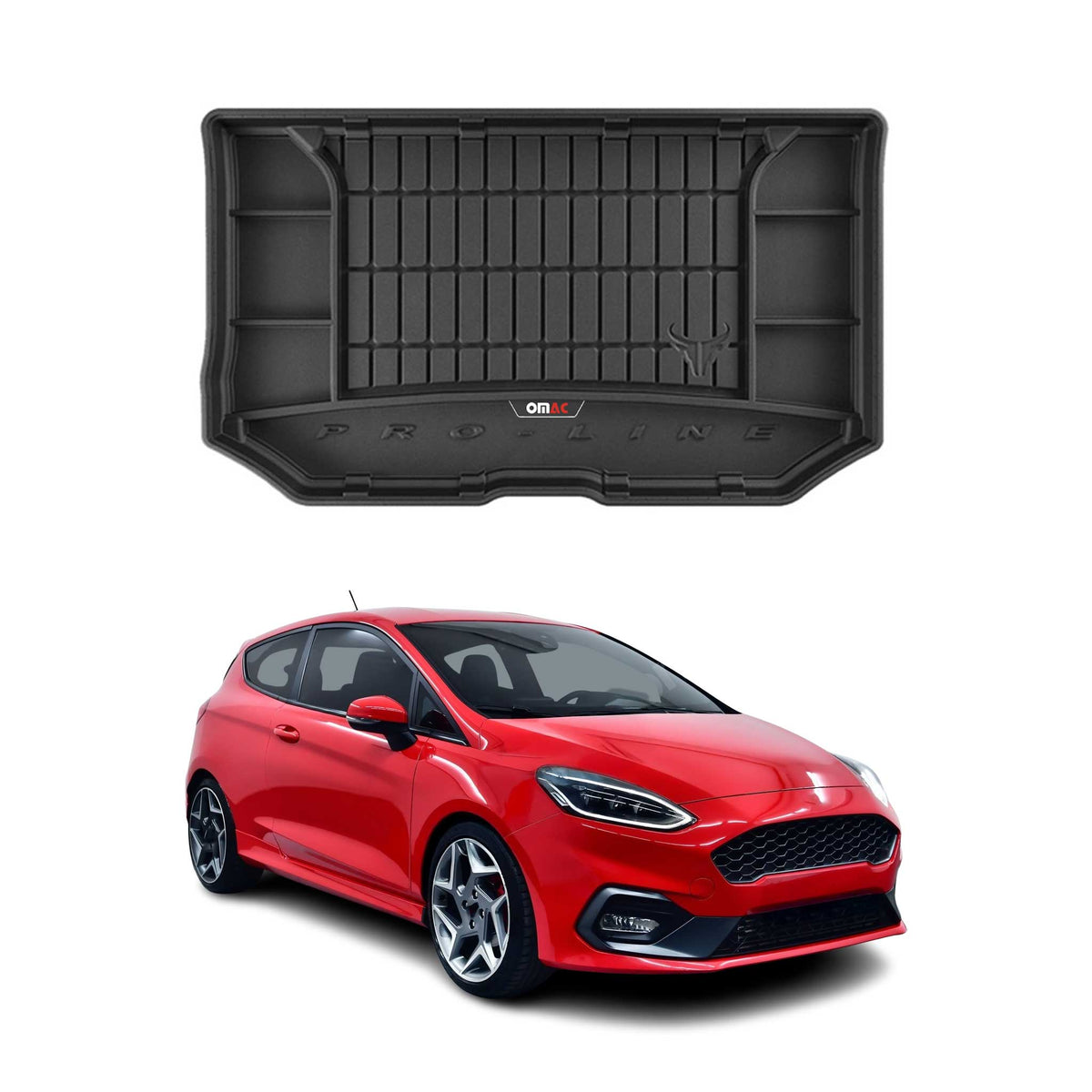 OMAC Gummi Kofferraumwanne für Ford Fiesta Active MK7 2017-2024 TPE Schwarz