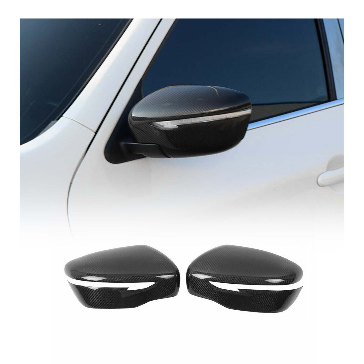 Spiegelkappen Spiegelabdeckung für Nissan Qashqai J11 2014-21 Kohlefaser Carbon