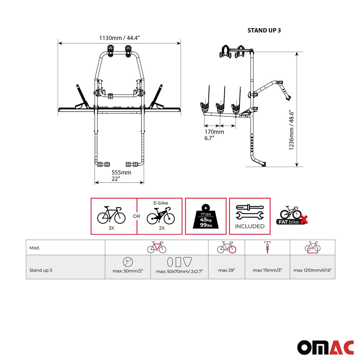 Menabo Fahrradträger 3 Fahrräder für Dacia Logan 2004-2027 Alu Schwarz Silber