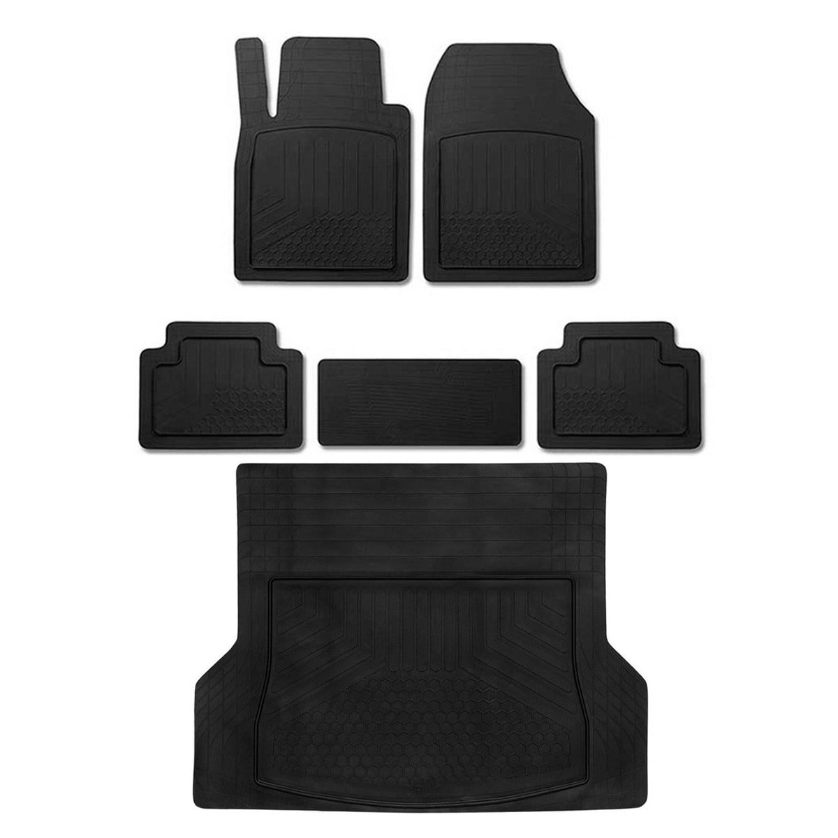 Fußmatten & Kofferraumwanne Set für Skoda Fabia Antirutsch Universal Schwarz