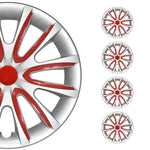 4x Radkappen Radzierblenden Radblenden für 15" Zoll Stahlfelgen Grau Rot