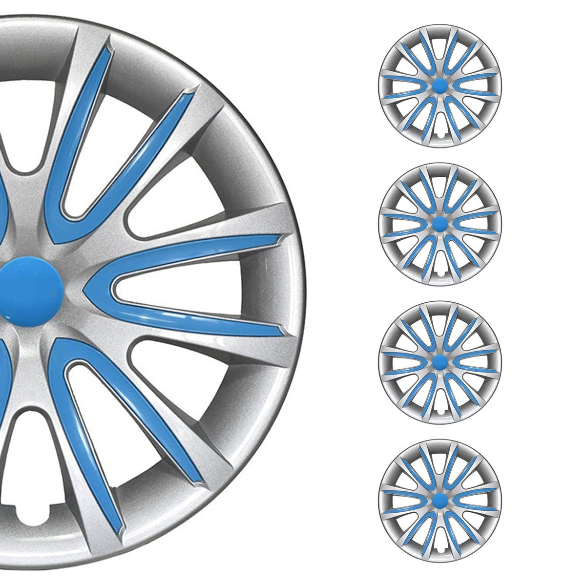 4x Radkappen Radzierblenden Radblenden für 16" Zoll Stahlfelgen Grau Blau