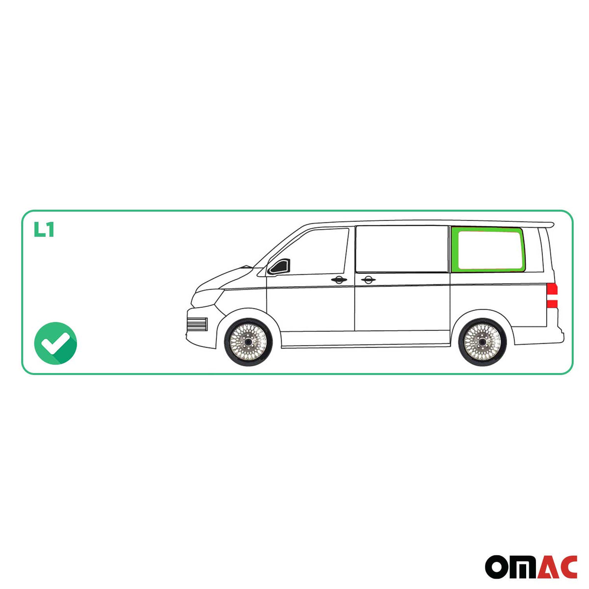 Seitenfenster Auto Seitenscheibe für VW T6 T6.1 2015-24 Links Schwarz L1 Kurzer