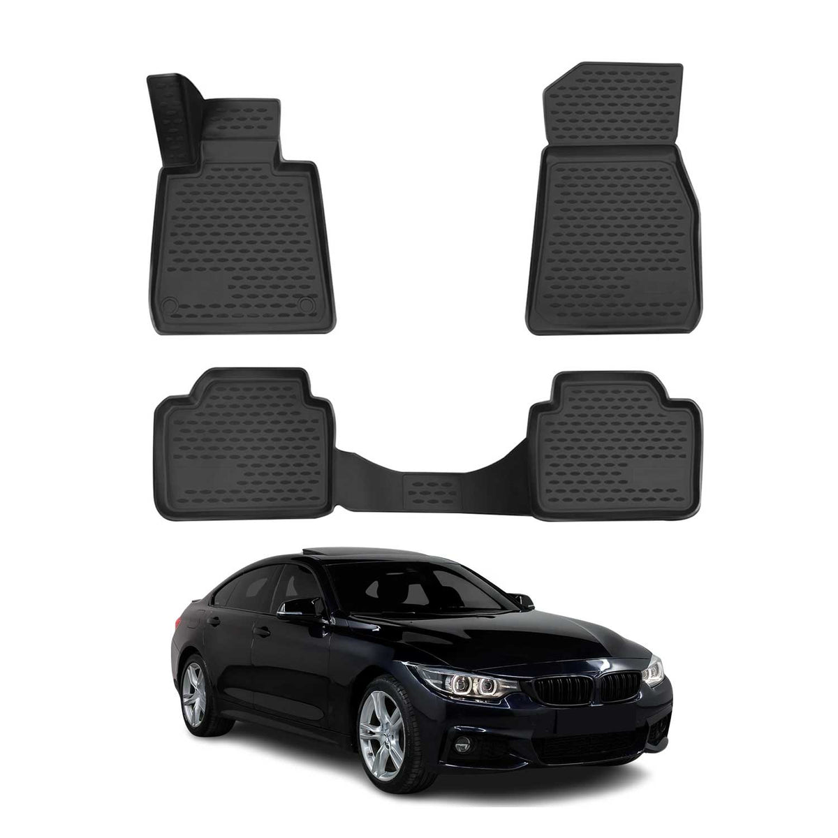 OMAC Gummi Fußmatten für BMW 4er Coupe Grand Coupe F32 F36 2013-2021 Schwarz 4x Namma Markt