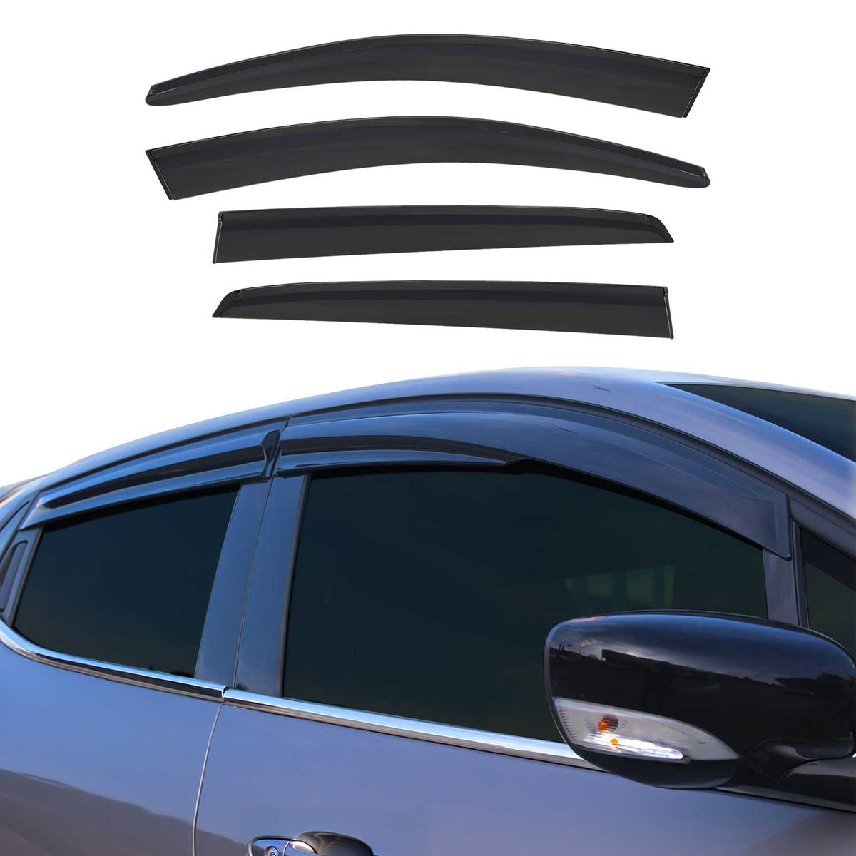 4x Windabweiser Regenabweiser für VW Golf 7 2013-2019 Acryl Dunkel