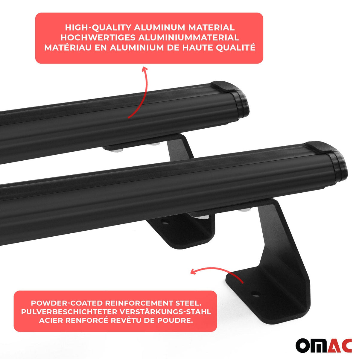 2x Dachträger + Leiterhalter Set für VW T7 Multivan 2021-2026 Schwarz