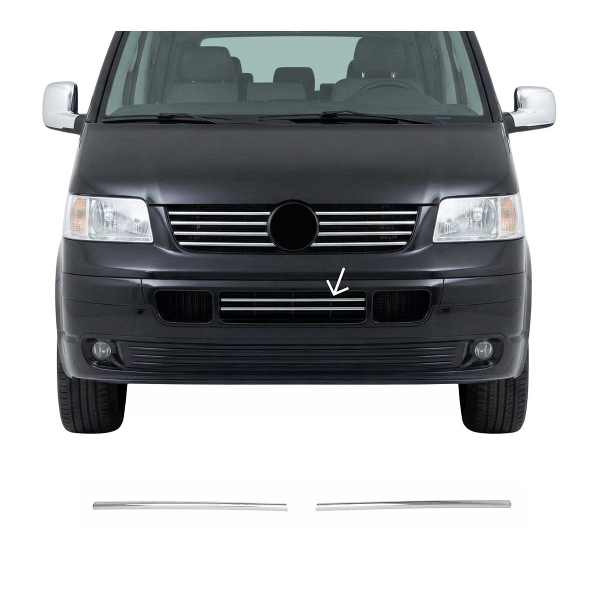 Grillleisten Kühlergrill Leiste für VW Transporter T5 2003-10 Edelstahl Chrom 2x