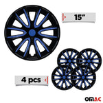 4x Radkappen Radzier für 15" Zoll Radblenden Stahlfelgen Schwarz Dunkel Blau