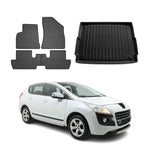 Fußmatten & Kofferraumwanne Set für Peugeot 3008 2009-2016 Gummi TPE Schwarz 5x