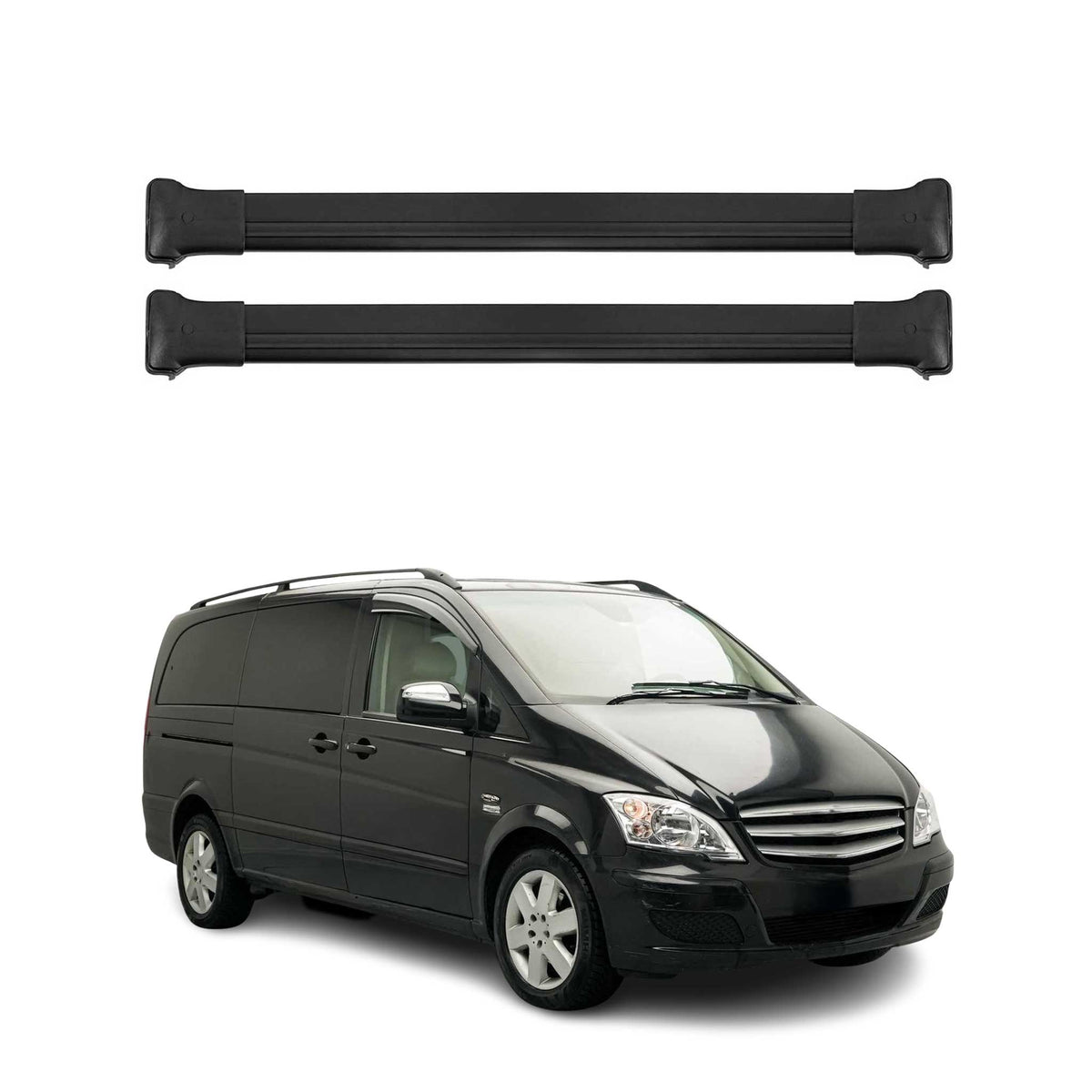 Dachträger Gepäckträger für Mercedes Vito Viano W639 Relingträger Alu Schwarz 2x