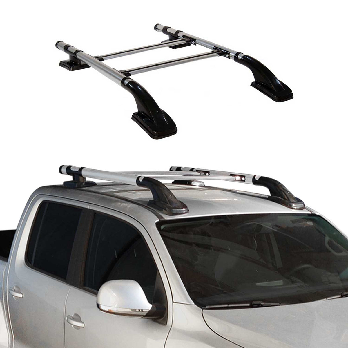 Dachreling & Dachträger Satz für Mazda BT-50 2006-2012 Aluminium Grau 4x