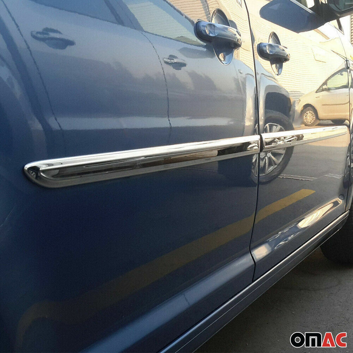 Seitentürleiste Türleisten Türschutz für VW Caddy 2015-2020 Chrom Dunkel 4x