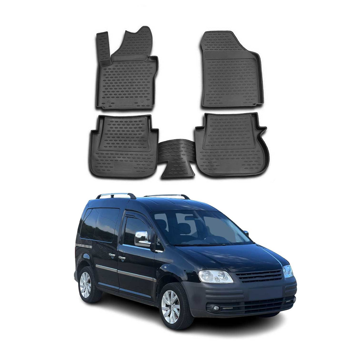 OMAC Gummimatten Fußmatten für VW Caddy 2007-2015 TPE Automatten Schwarz