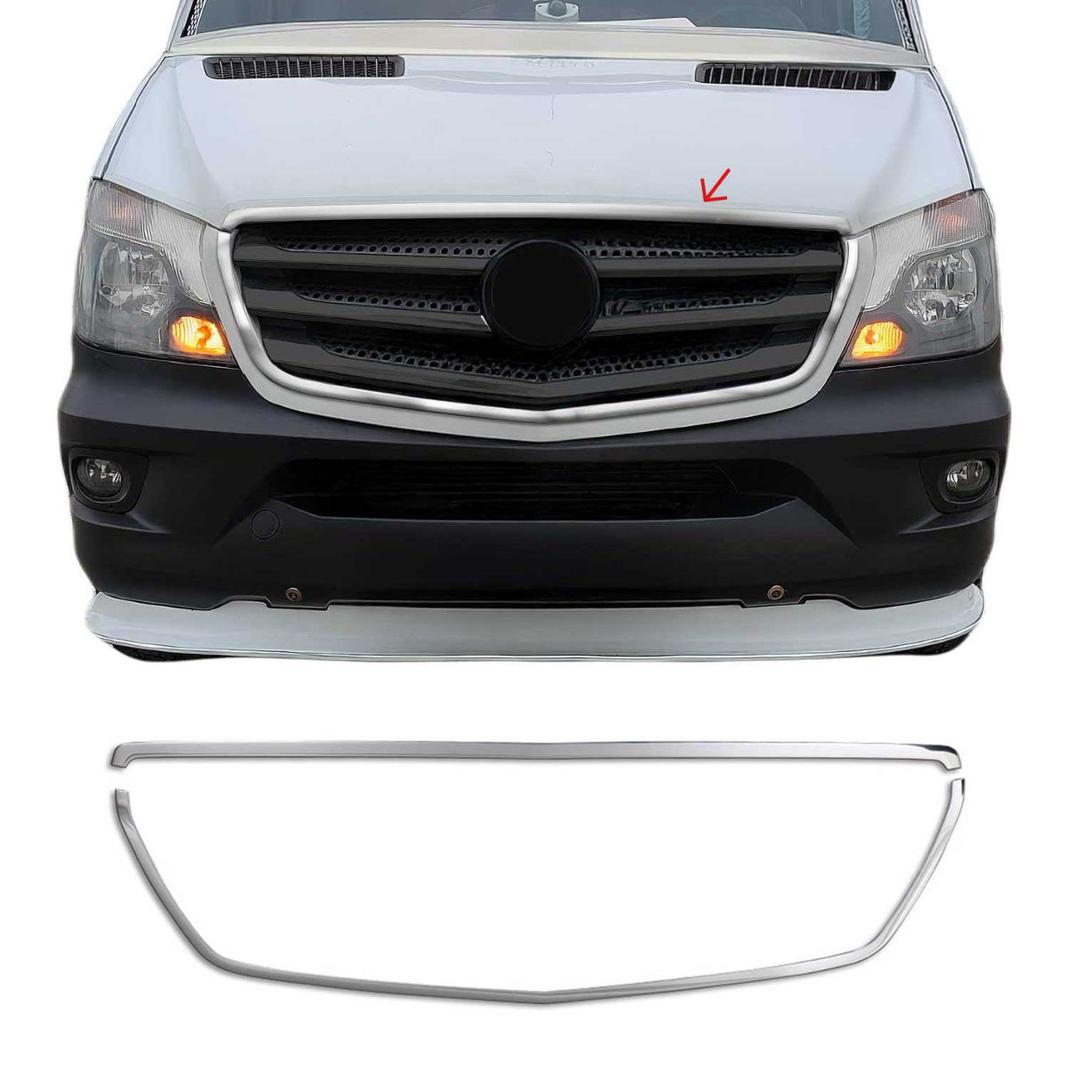 Kühlergrill Leiste Grillleisten für Mercedes Sprinter 2013-18 Edelstahl Chrom 2x