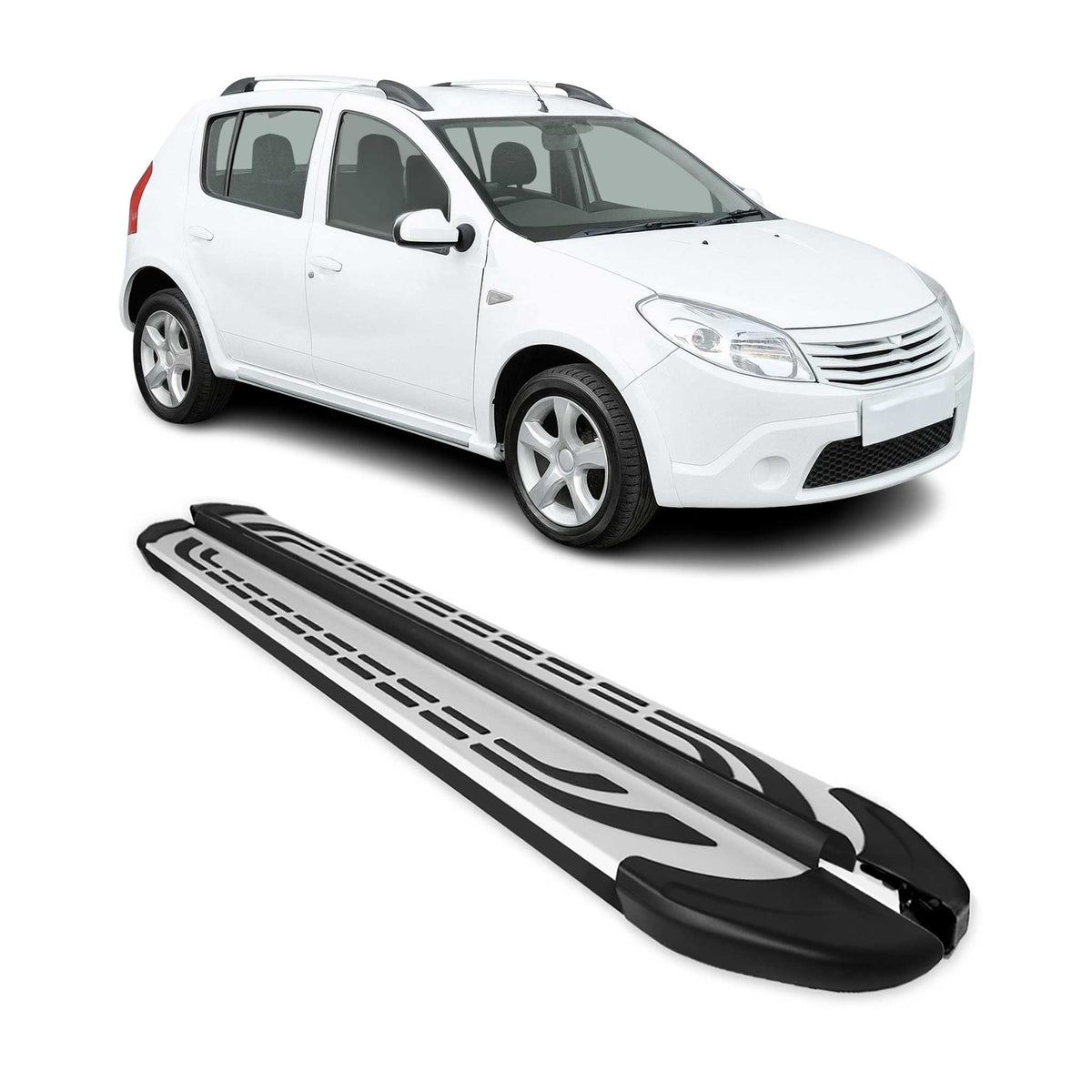 Trittbretter Seitenschweller für Dacia Sandero Stepway I 2009-2012 Schwarz Alu