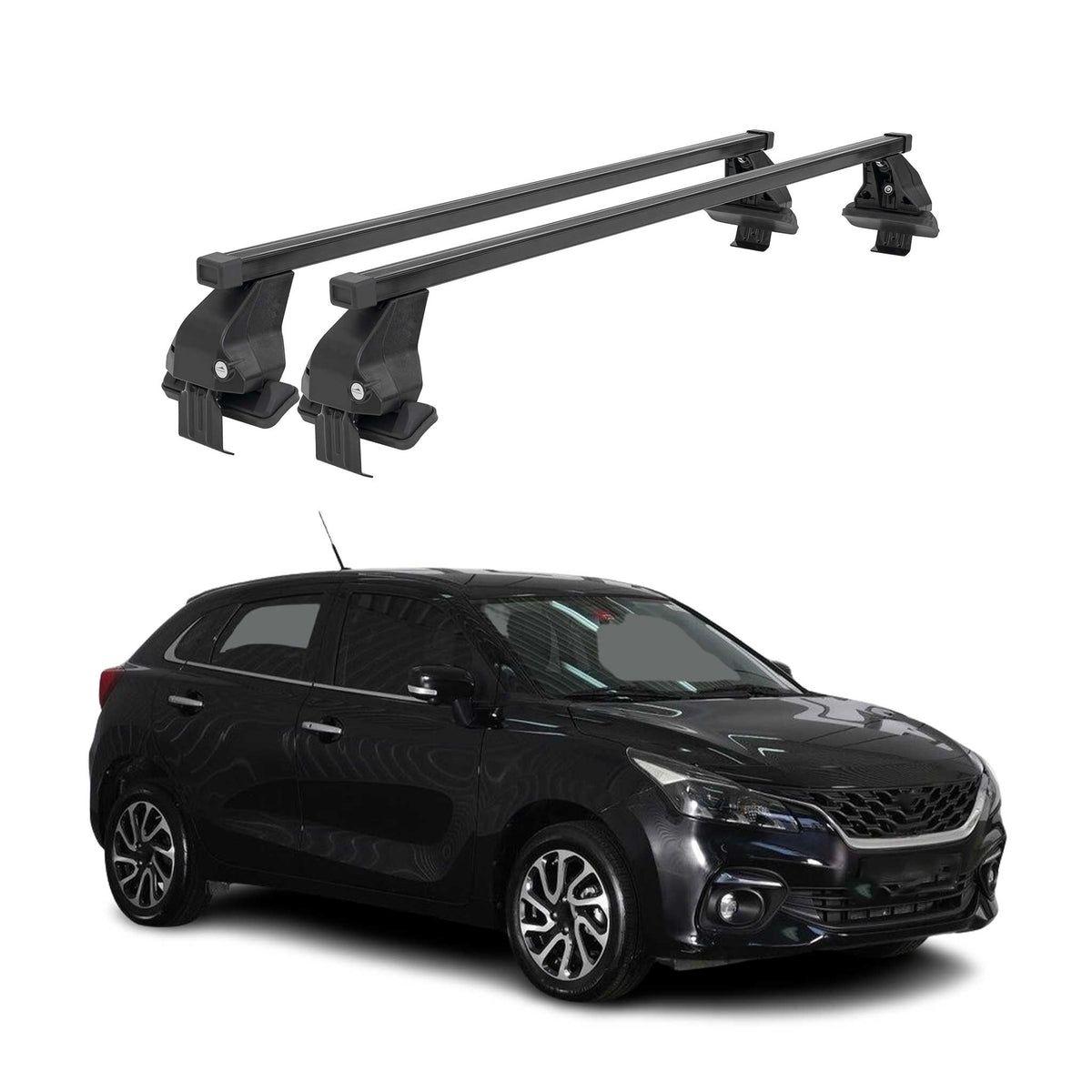 Menabo Dachträger Grundtäger für Suzuki Baleno 2019-2022 FL 50kg Stahl Schwarz