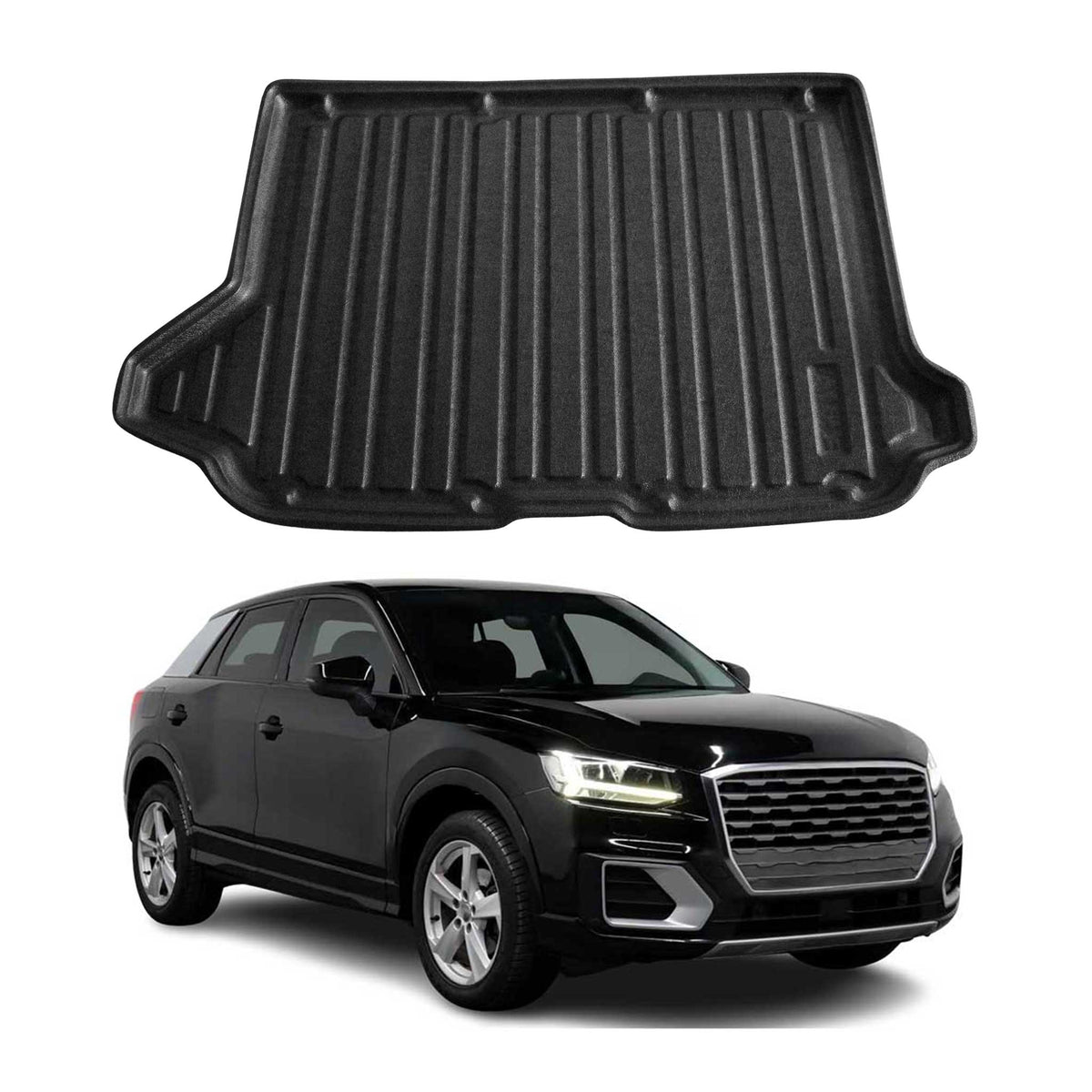 Kofferraumwanne Laderaumwanne für Audi Q2 2017-2026 Gummi TPE Schwarz