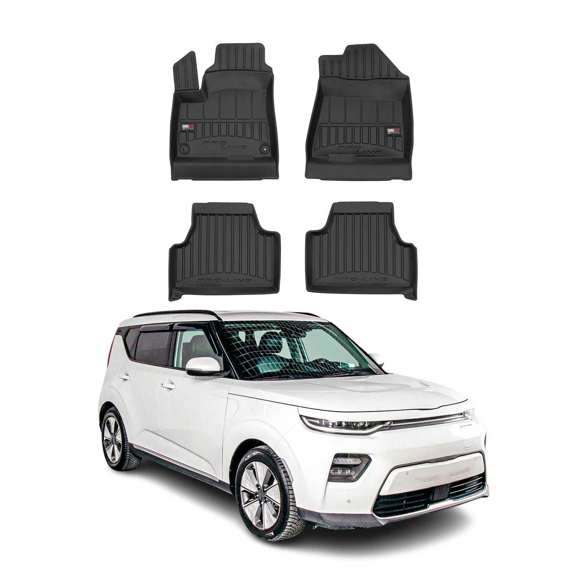 OMAC Gummi Fußmatten für Kia Soul EV 2020-2024 Premium TPE Automatten Schwarz 4x