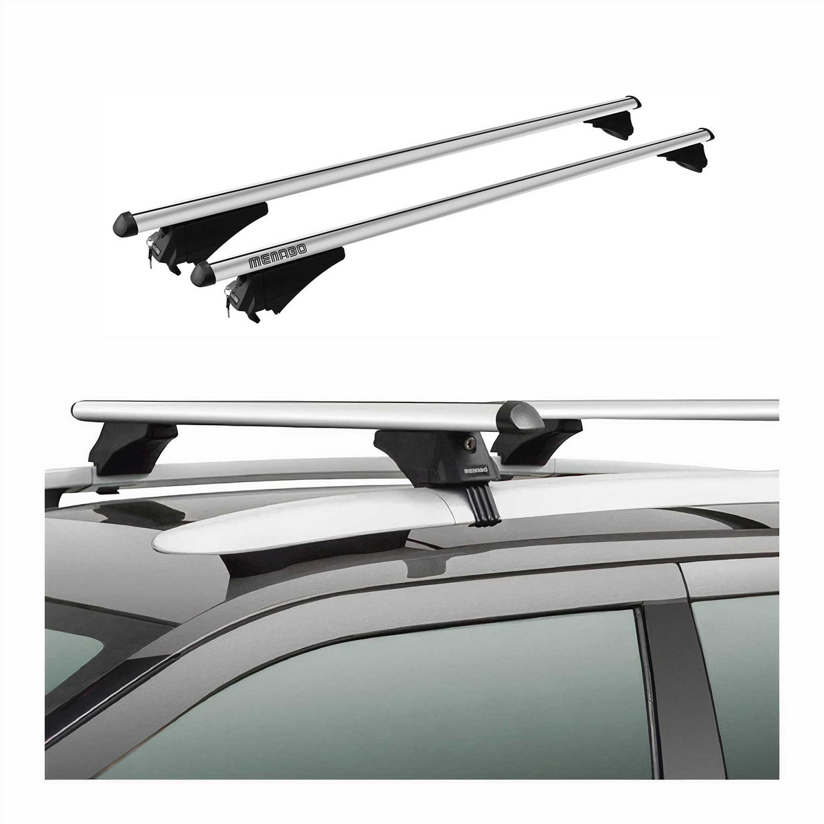 Menabo Dachträger Grundtäger für BMW X5 E70 2010-2013 75kg Alu Silber 2 tlg