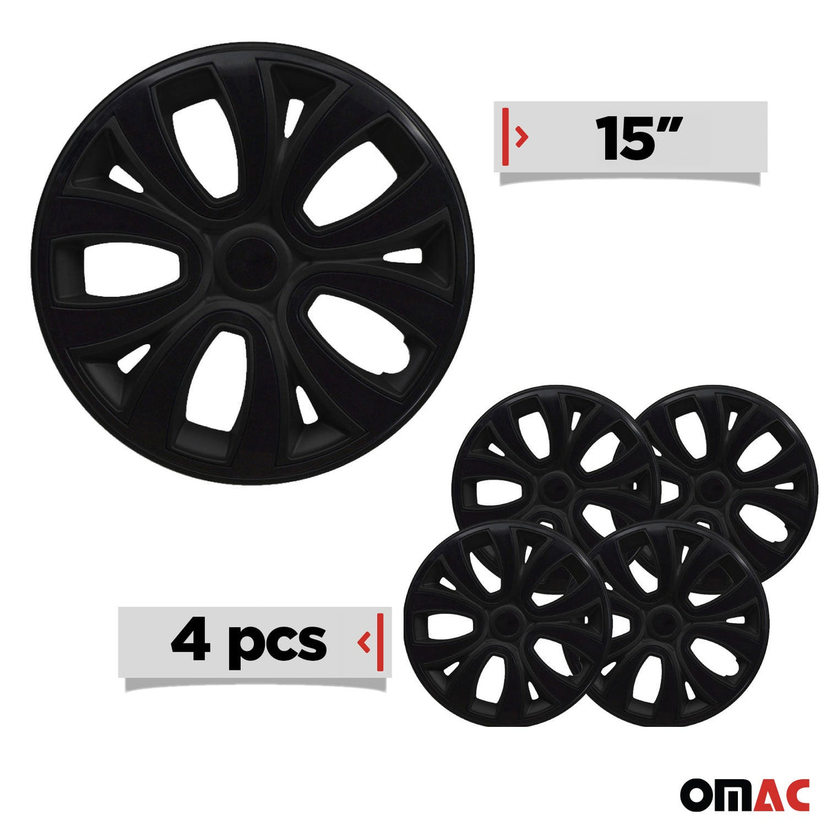 4x Radkappen Radzierblenden Radblenden für 15" Zoll Stahlfelgen Schwarz