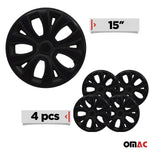 4x Radkappen Radzierblenden Radblenden für 15" Zoll Stahlfelgen Schwarz