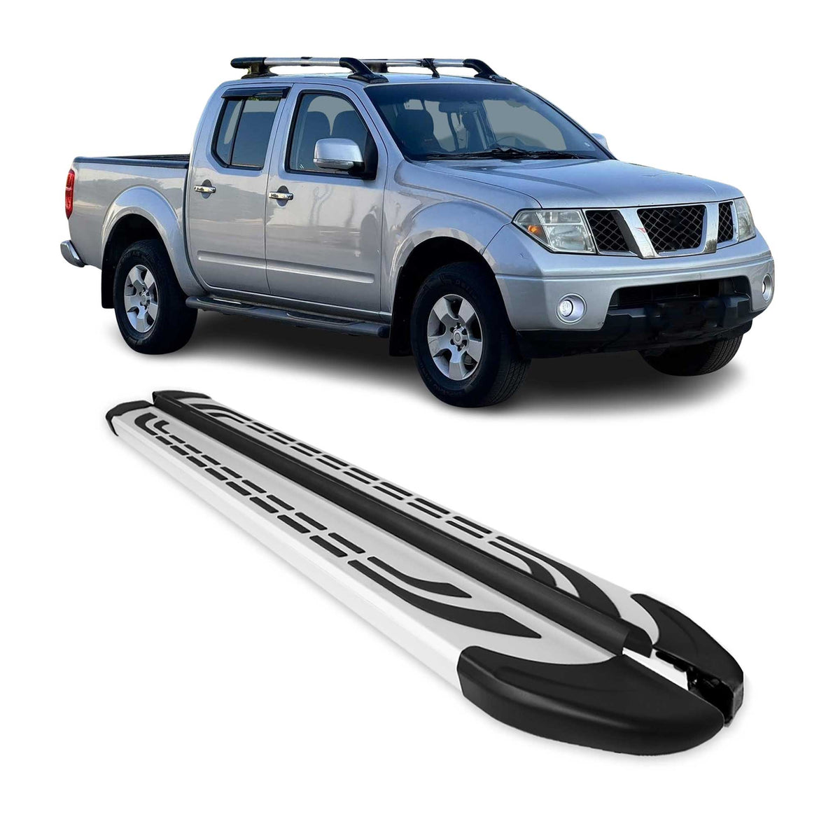 Trittbretter Seitenschweller für Nissan Navara D40 2005-2015 Double Cab Alu Grau