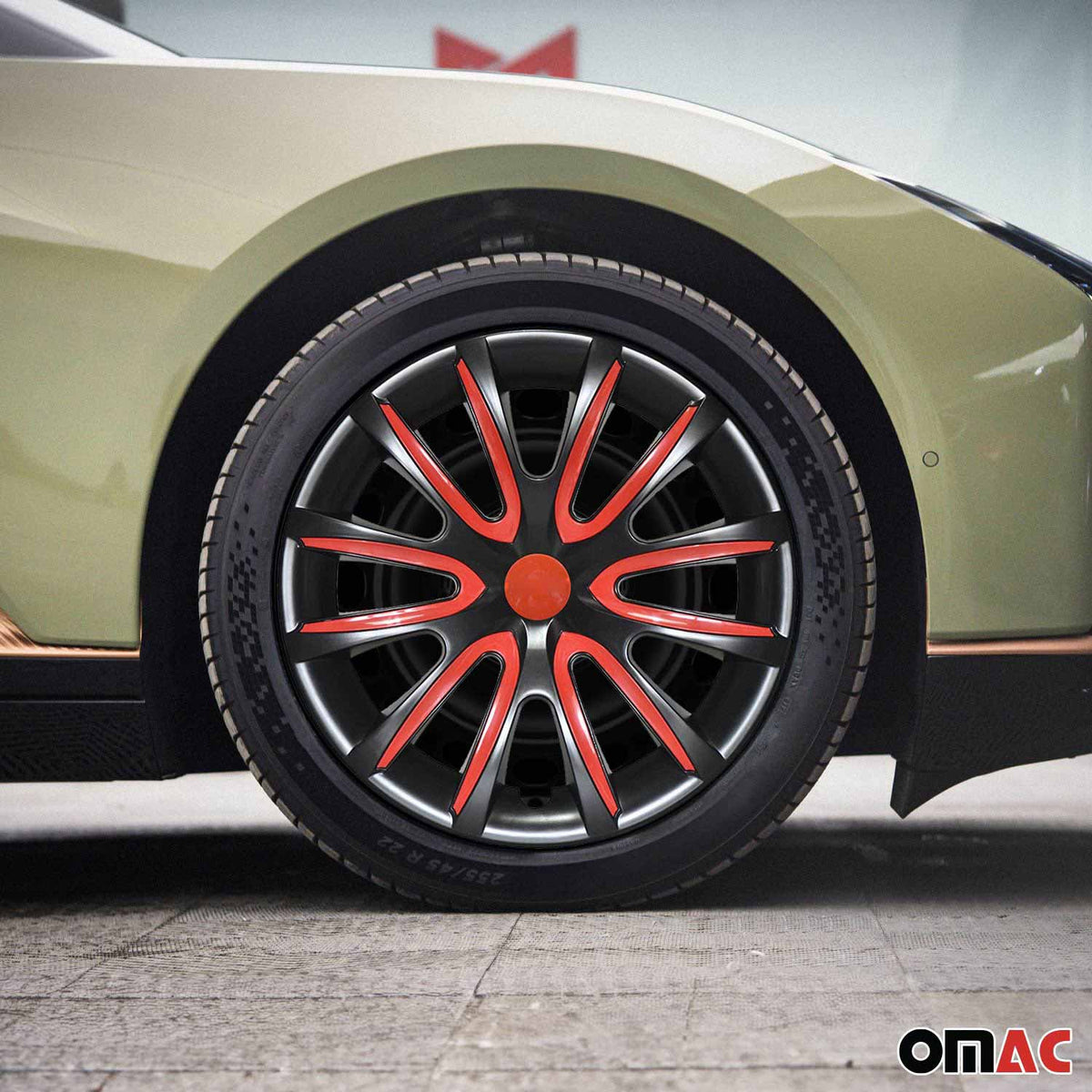 4x 14" Radkappen Radzierblenden Radblenden für VW für Audi für Skoda Schwarz Rot
