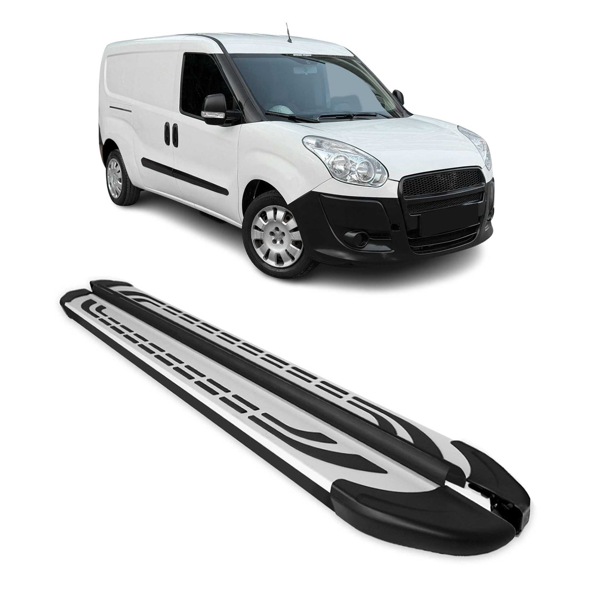 Trittbretter Schweller Seitenbretter für Fiat Doblo Maxi 2010-2024 Alu Schwarz