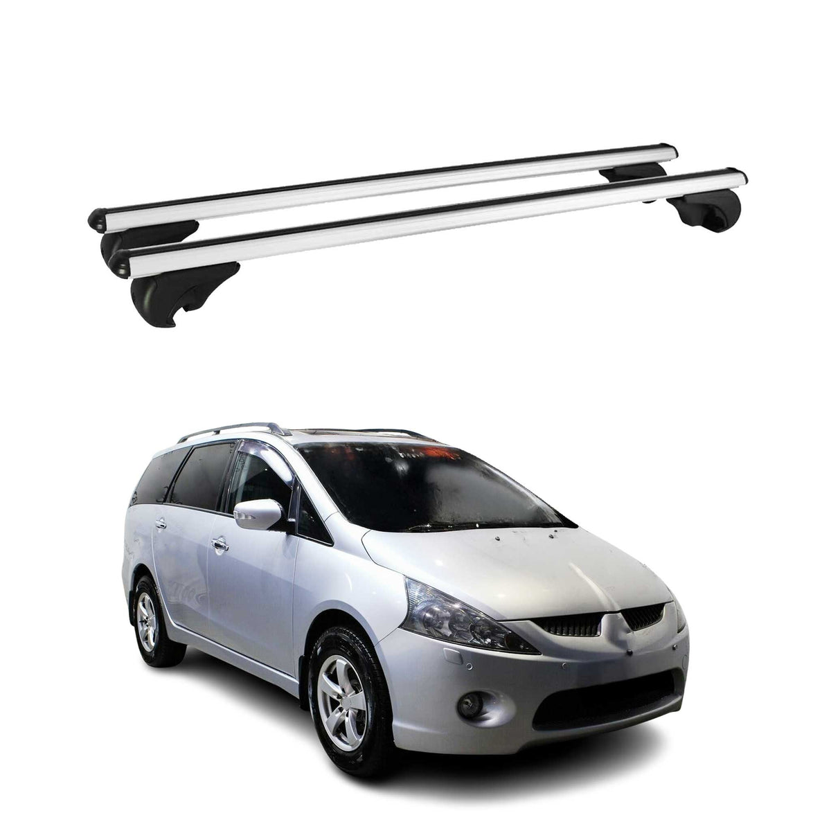 Dachträger Grundtäger für Mitsubishi Grandis 2004-2010 75kg Alu Silber 2 tlg