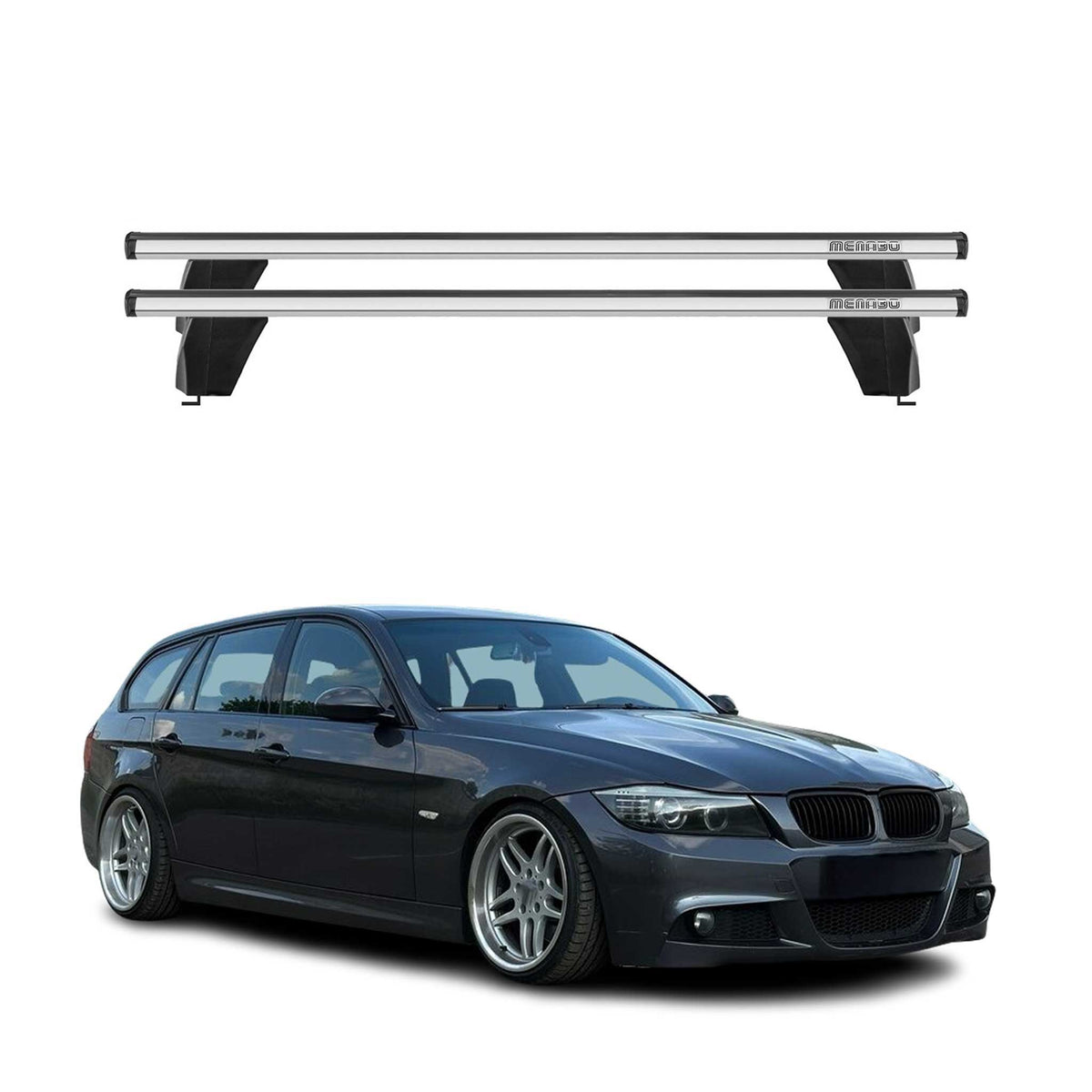 Menabo Dachträger für BMW 3er E90 E91 E92 Limo Touring Coupe 2004-2013 75kg Grau