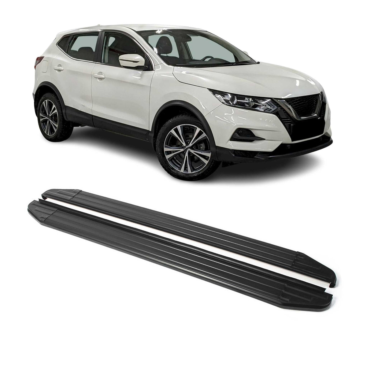 Trittbretter Seitenschweller für Nissan Qashqai 2018-2024 Alu Schwarz ABE