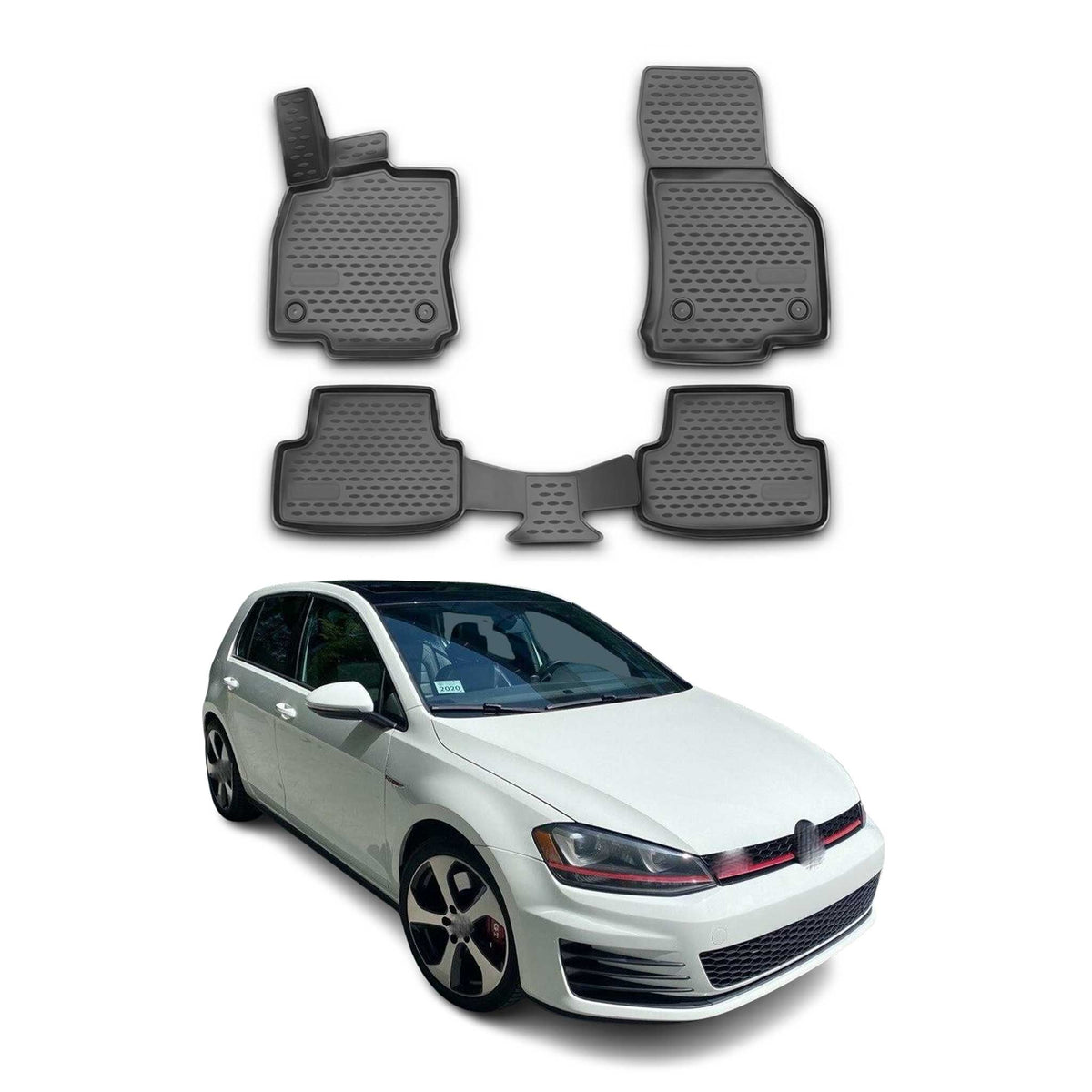 Fußmatten Gummimatten für VW Golf VII 2012-2019 3D Passform Hoher Rand Schwarz