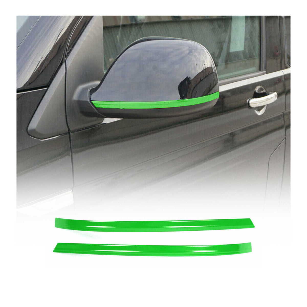 Spiegelkappen Leiste für VW Multivan T5 2010-2015 Edelstahl Grün 2tlg