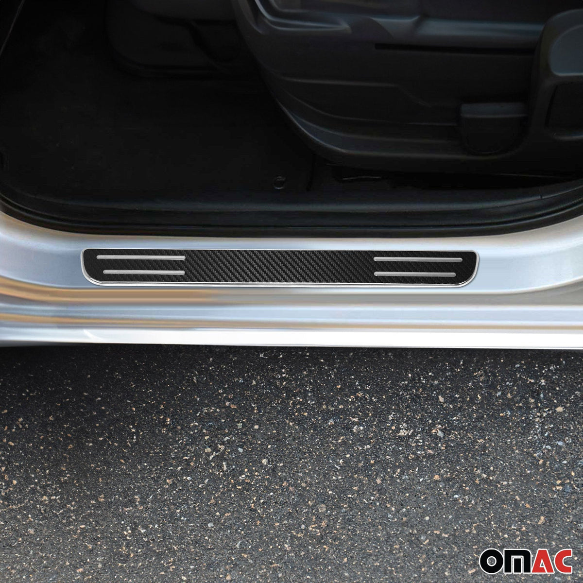 Einstiegsleisten Türschweller für Autos Universal 38cm Chrom Kohlefaserfolien 2x