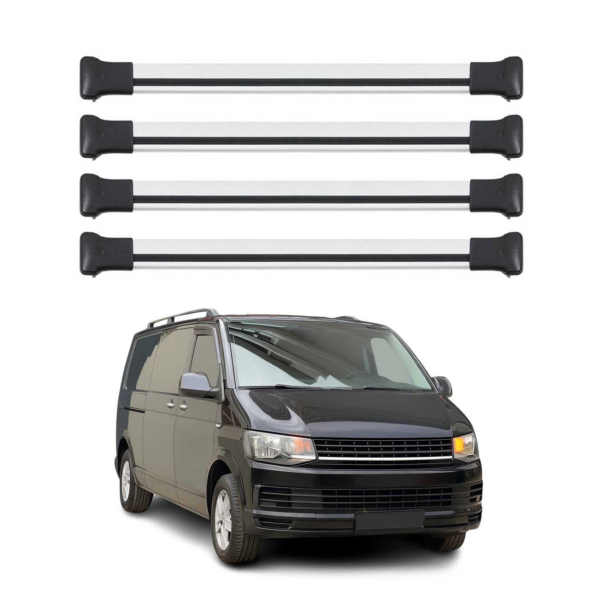 Dachträger für VW T5 T6 Transporter Multivan Caravelle 2003-2024 Alu Silber 4x