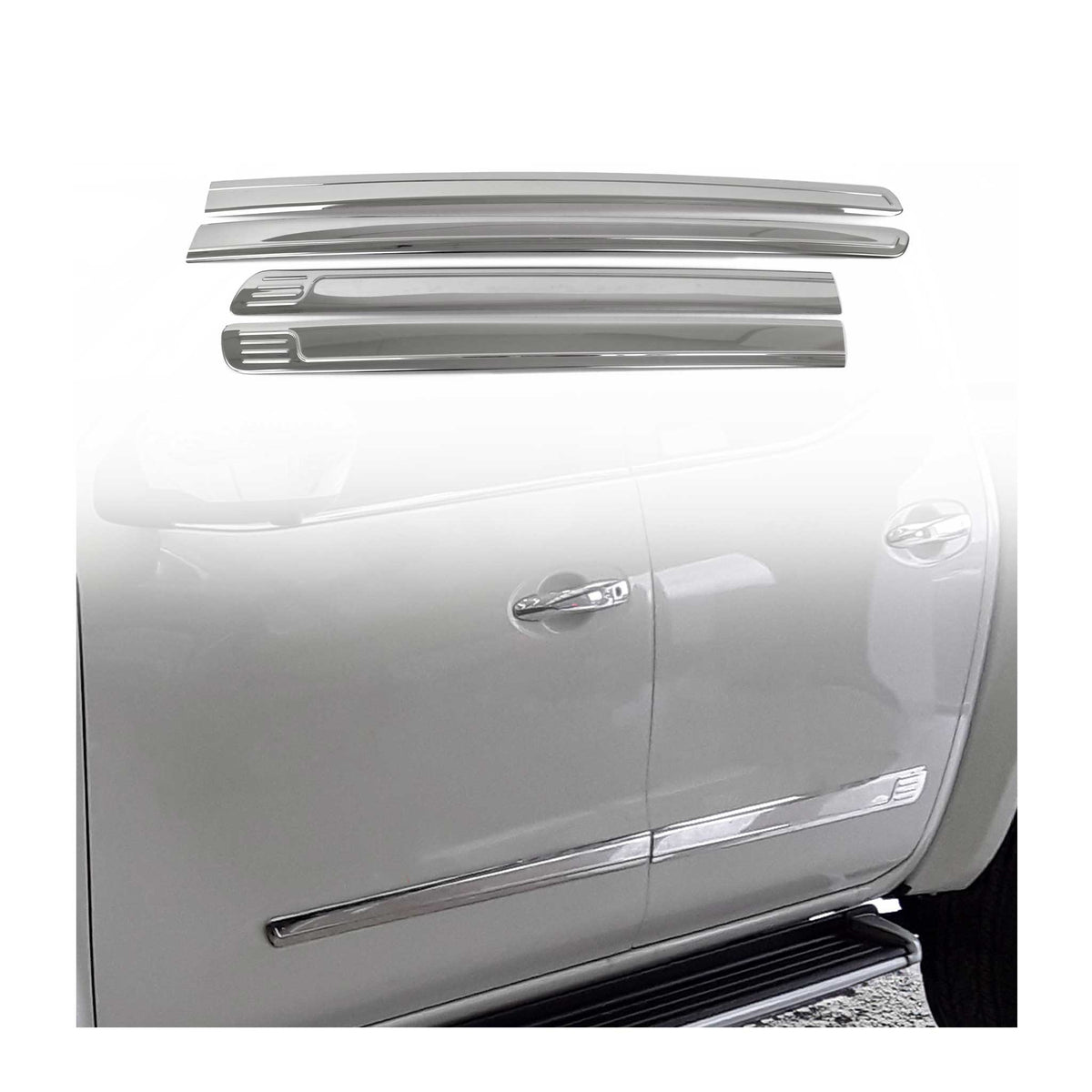 Seitentürleiste Türleisten Türschutzleiste für Toyota Hilux 2005-2015 Chrom 4x