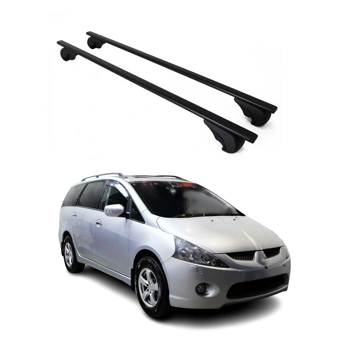 Dachträger Grundträger für Mitsubishi Grandis 2004-2010 75kg Stahl Schwarz 2 tlg