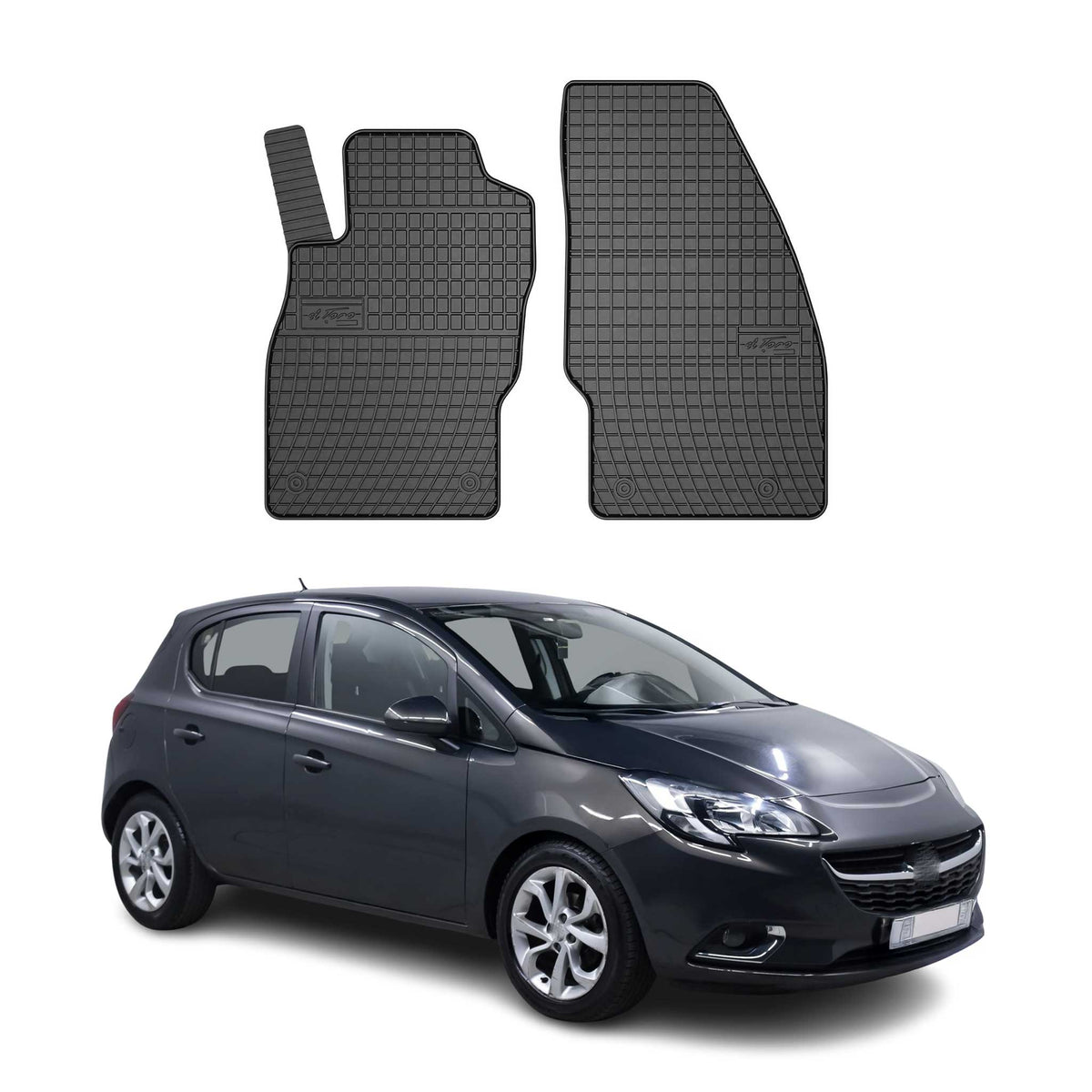 OMAC Gummi Fußmatten für Opel Corsa 2014-2019 3tür Automatten Gummi Schwarz 2tlg