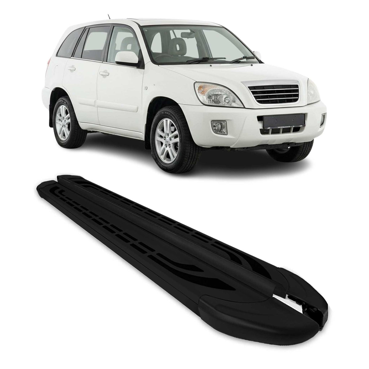 Trittbretter Seitenschweller Seitenbretter für Chery Tiggo 2006-2013 Alu Schwarz
