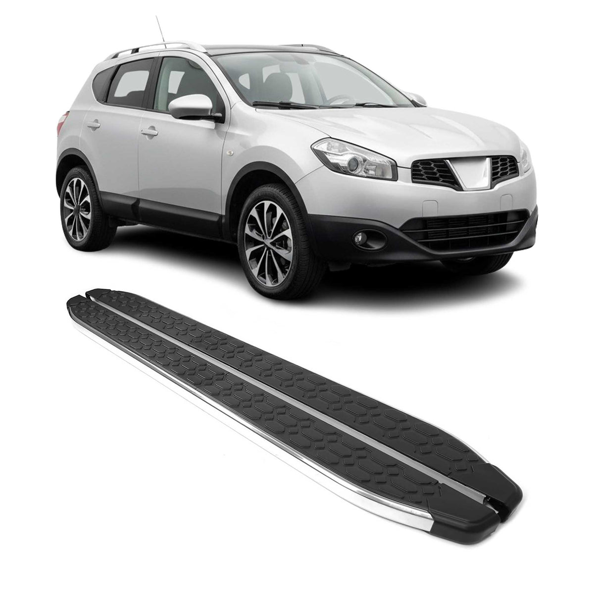 Trittbretter Seitenschweller für Nissan Qashqai J10 2006-2014 Stahl Schwarz Grau