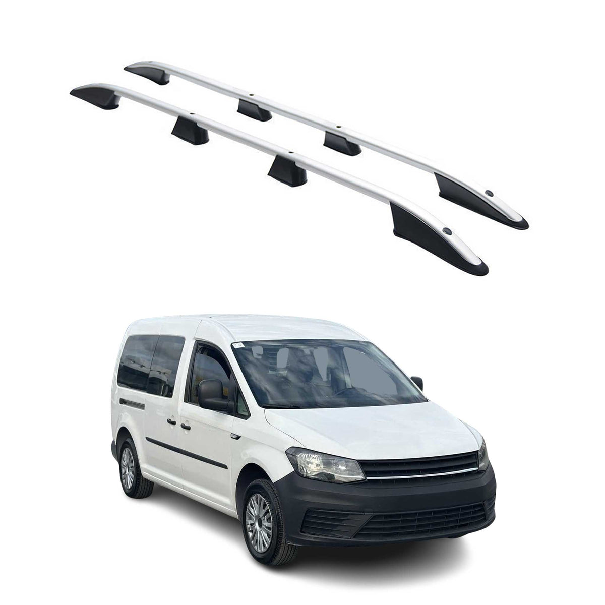 Dachreling Dachgepäckträger für VW Caddy Maxi 2015-2020 L2 Langer Alu Silber 2x