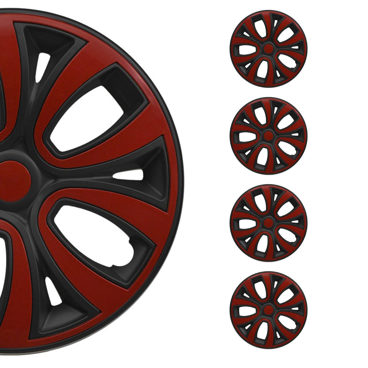 4x Radzierblenden Radblenden Radkappen für 14" Zoll Stahlfelgen Rot Schwarz