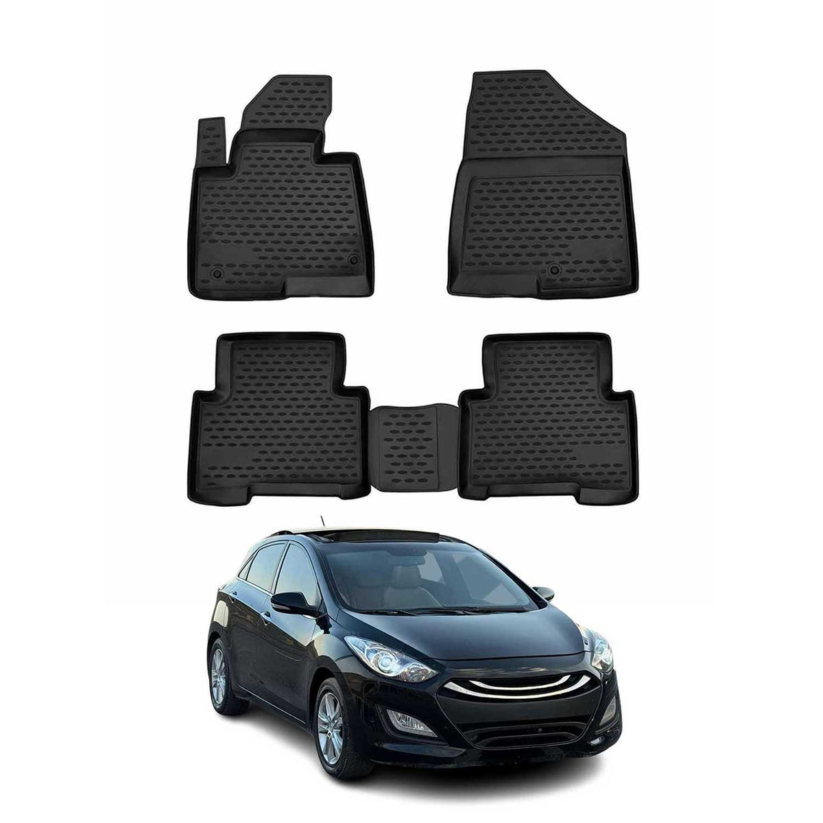 OMAC Gummimatten Fußmatten für Hyundai i30 2012-2017 TPE Automatten Schwarz 4x