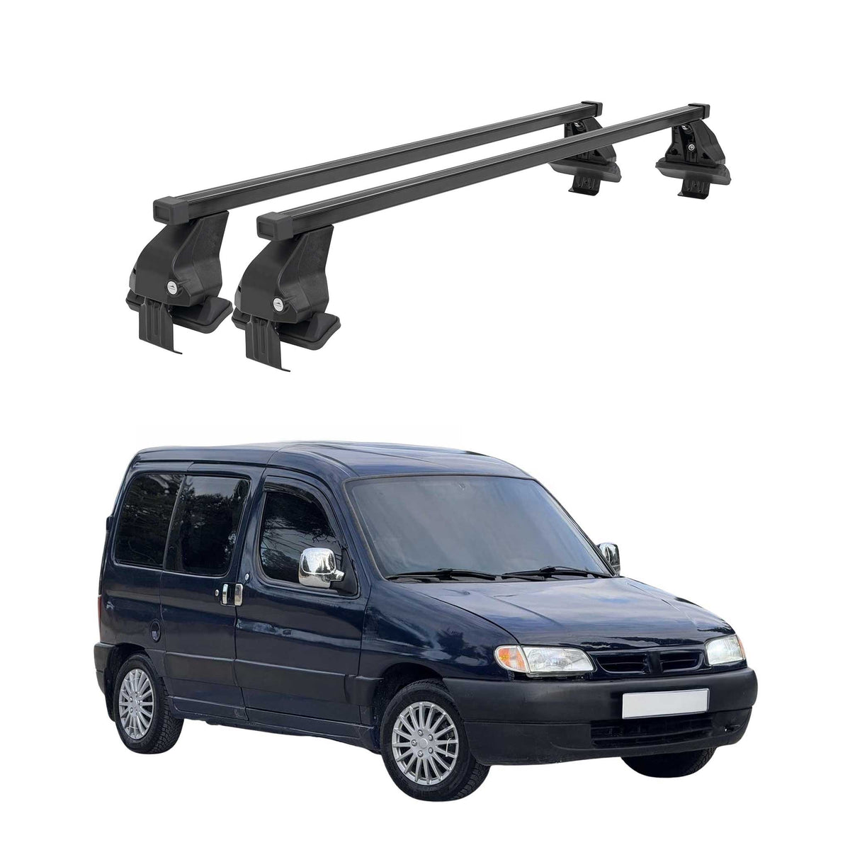 Menabo Dachträger Grundtäger für Citroen Berlingo 1996-2008 50kg Stahl Schwarz