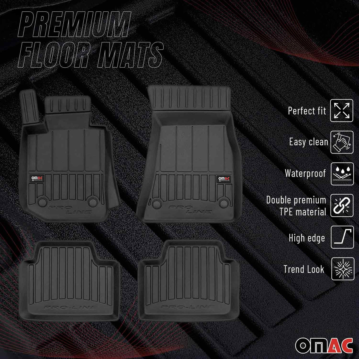 OMAC Gummi Fußmatten für BMW 3er G20 G21 2019-2026 Premium TPE Automatten 4tlg