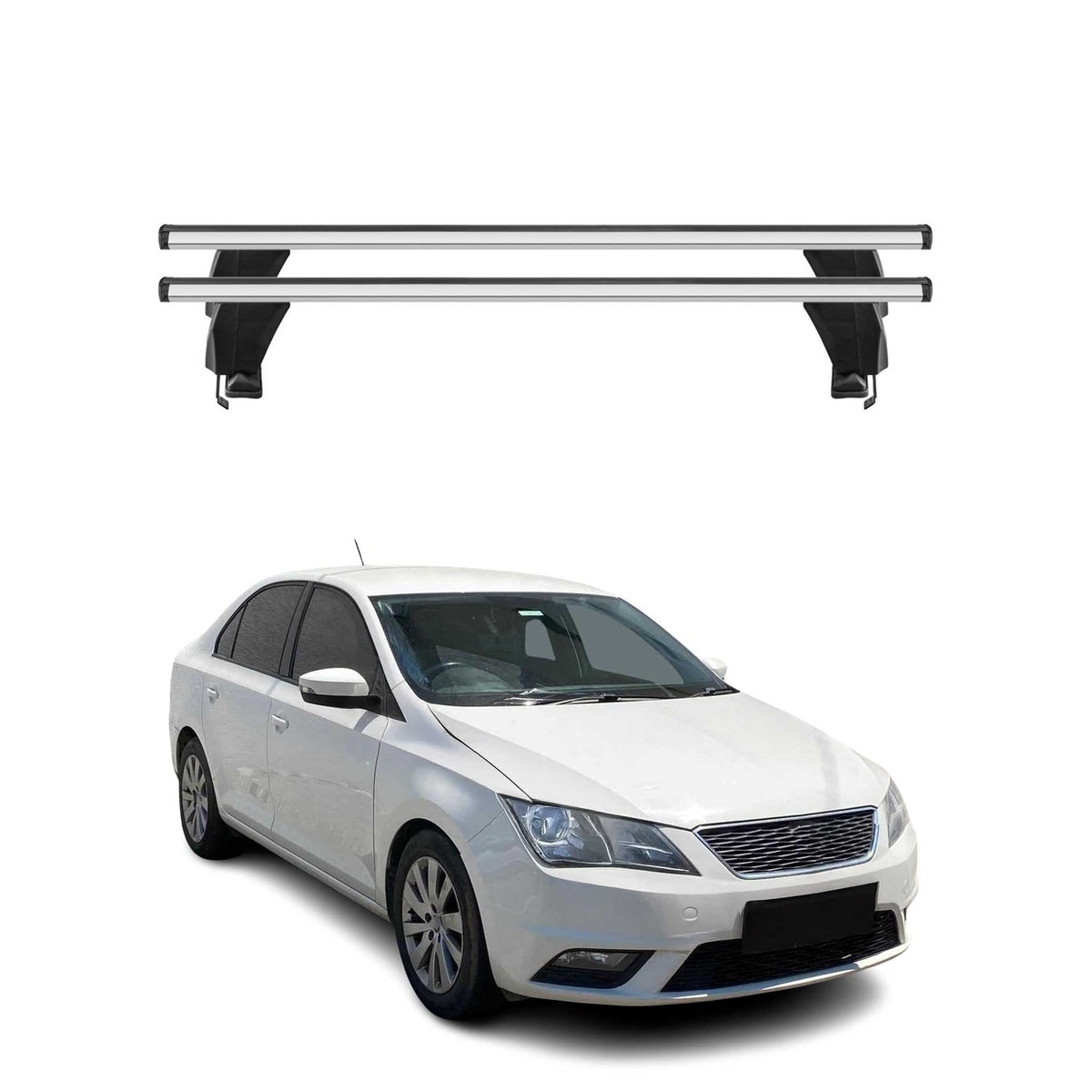 Menabo Dachträger Grundtäger für Seat Toledo mk4 2012-2019 50kg Alu Silber 2 tlg Namma Markt