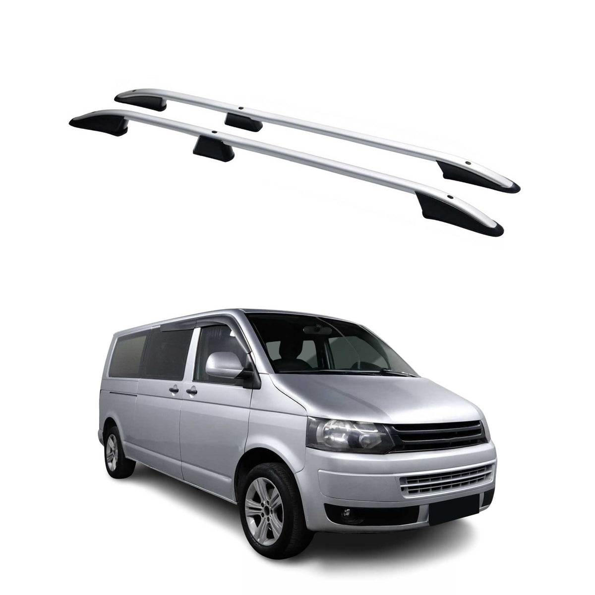Dachreling für VW T5 T6 Transporter Multivan Caravelle 2003-24 L2 Alu Grau